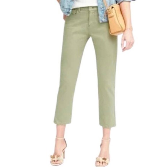 NWT BANANA REPUBLIC | Girlfriend Fit Crop Denim Jeans Pants Moss Green - Picture 2 of 6